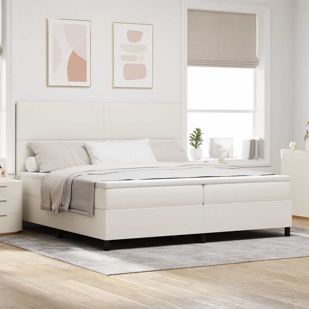 Boxspringbed Crème en Wit 200 x 200 cm Katoen Stof is nu te koop bij PeponiXL, paradijselijk wonen!
