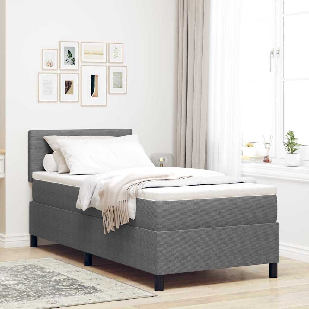LED Box Spring Bed Lichtgrijs en wit. 100 x 200 cm Katoen Stof is nu te koop bij PeponiXL, paradijselijk wonen!
