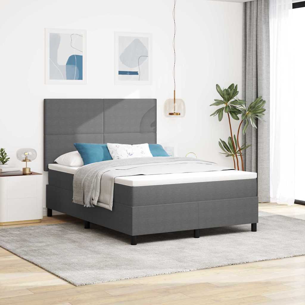 LED Box Spring Bed Lichtgrijs en wit. 140 x 190 cm Katoen Stof is nu te koop bij PeponiXL, paradijselijk wonen!