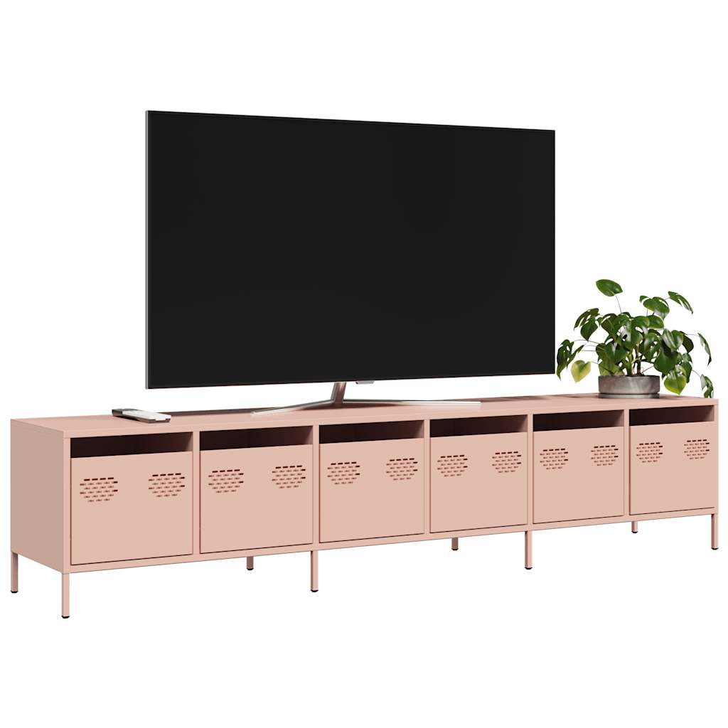 Tv-meubel 202x39x43,5 cm koudgewalst staal roze is nu te koop bij PeponiXL, paradijselijk wonen!