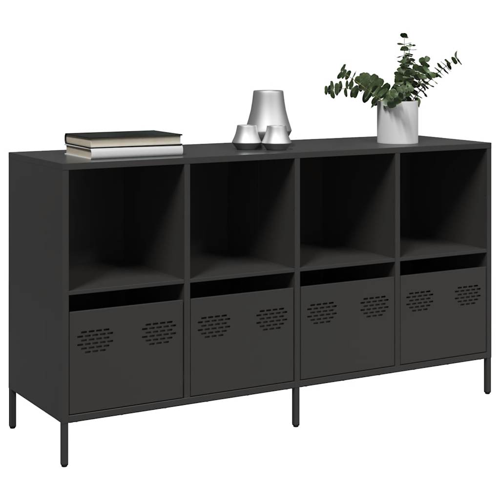 Dressoir 135x39x73,5 cm koudgewalst staal zwart is nu te koop bij PeponiXL, paradijselijk wonen!