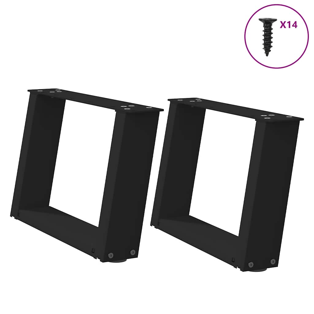 Salontafelpoten 2 st U-vormig 40x(30-31) cm staal zwart is nu te koop bij PeponiXL, paradijselijk wonen!