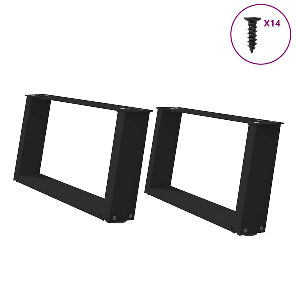 Salontafelpoten 2 st U-vormig 60x(30-31) cm staal zwart is nu te koop bij PeponiXL, paradijselijk wonen!