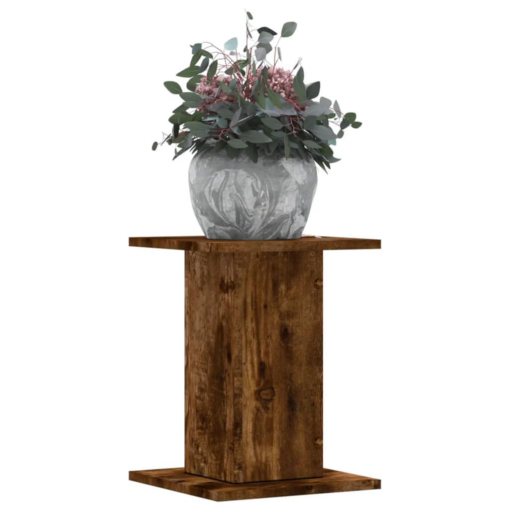 Plantenstandaards 2 st 30x30x40 cm bewerkt hout gerookt eiken is nu te koop bij PeponiXL, paradijselijk wonen!