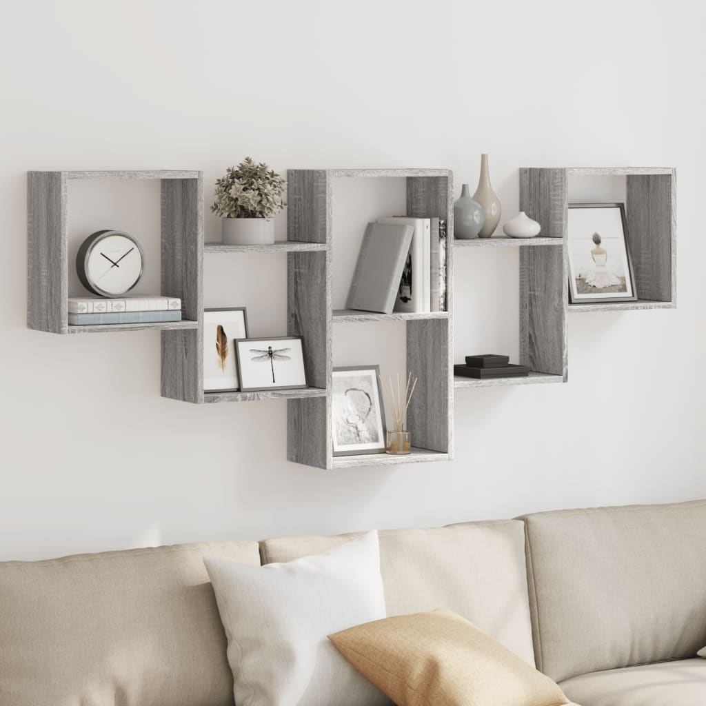 Wandschap 159x18x66 cm bewerkt hout grijs sonoma eikenkleurig is nu te koop bij PeponiXL, paradijselijk wonen!
