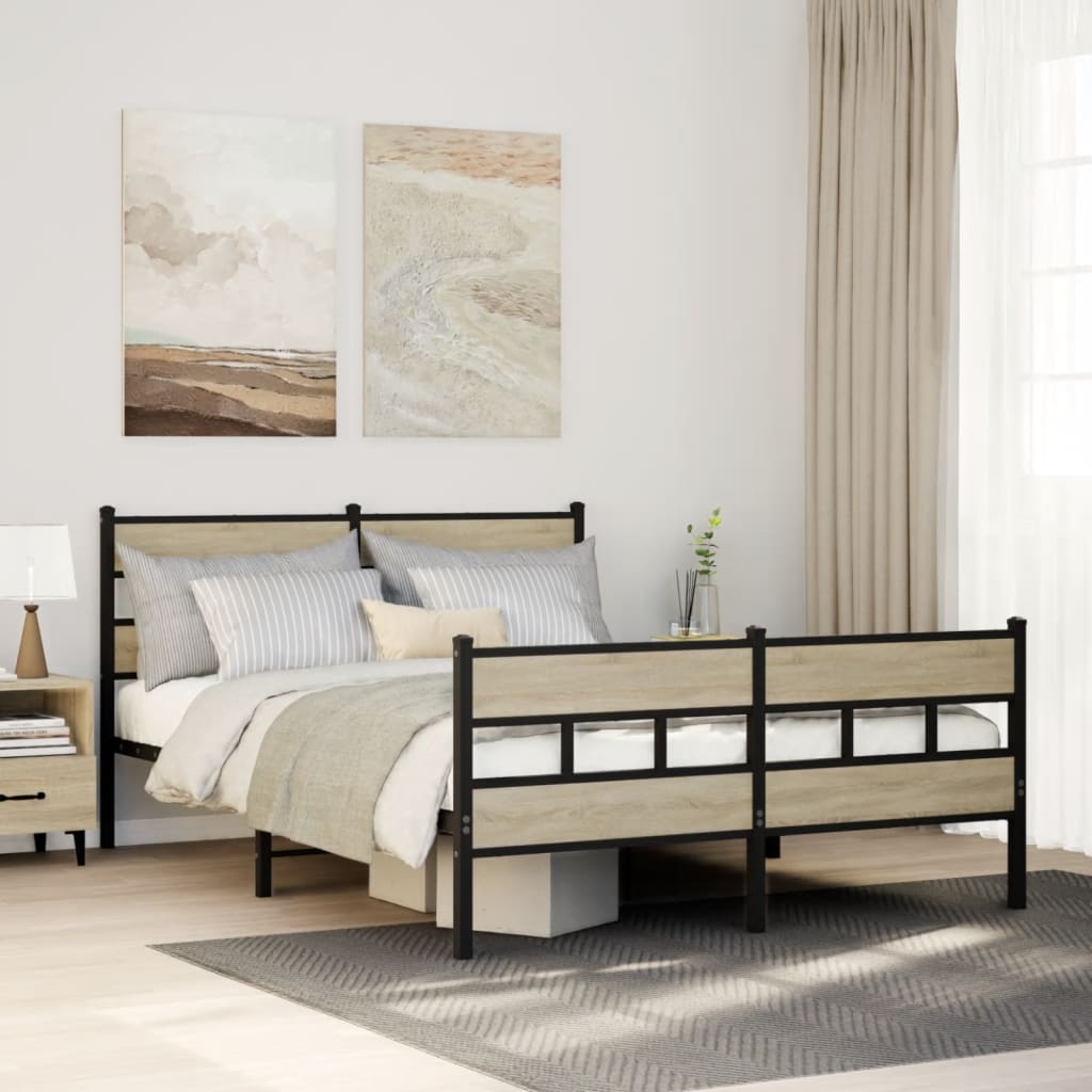 Bedframe zonder matras metaal sonoma eikenkleurig 160x200 cm is nu te koop bij PeponiXL, paradijselijk wonen!