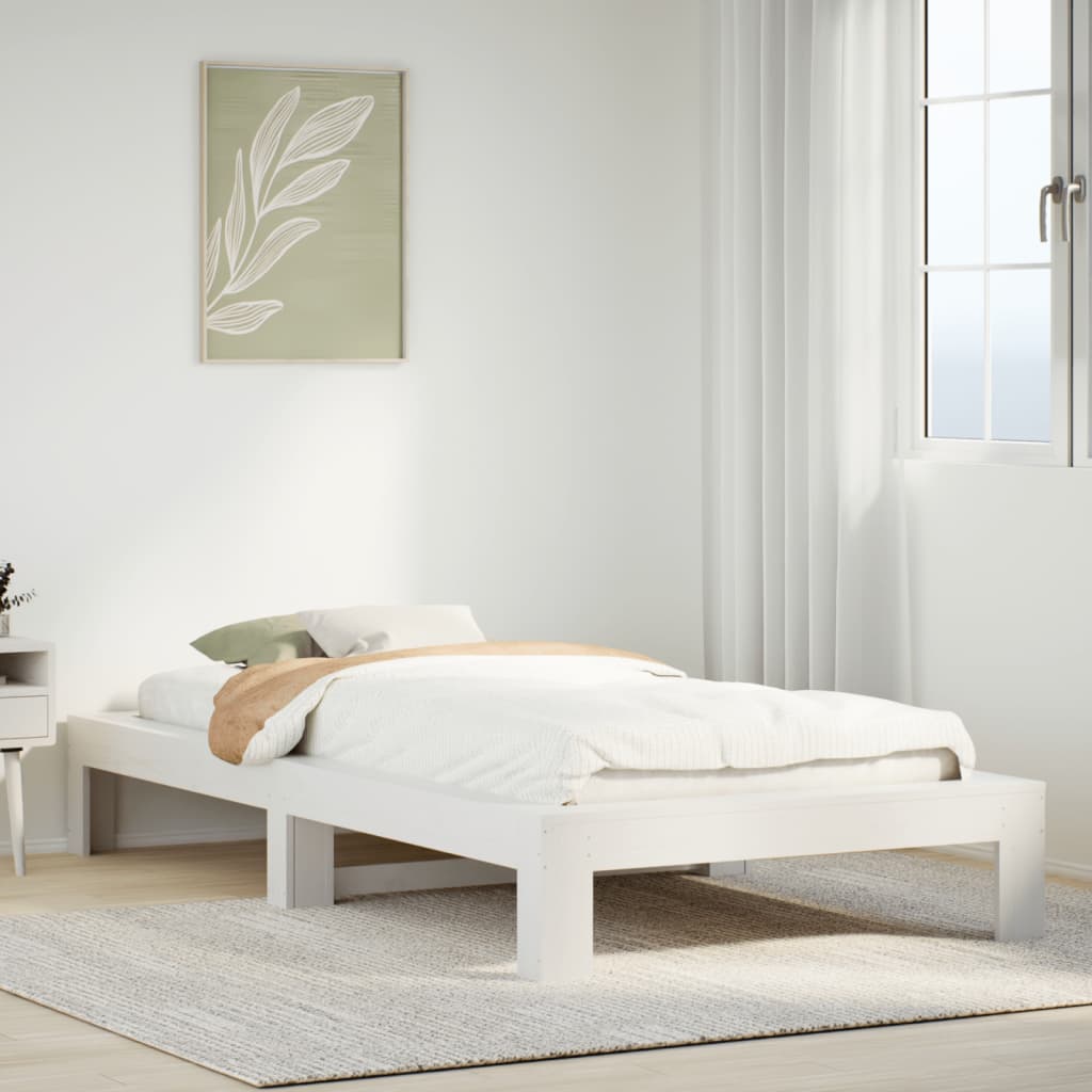 Bedframe zonder matras massief grenenhout wit 140x200 cm is nu te koop bij PeponiXL, paradijselijk wonen!
