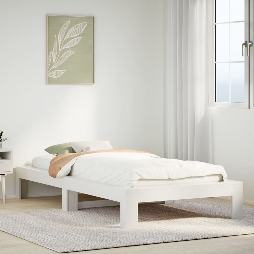 Bedframe zonder matras massief grenenhout wit 75x190 cm is nu te koop bij PeponiXL, paradijselijk wonen!
