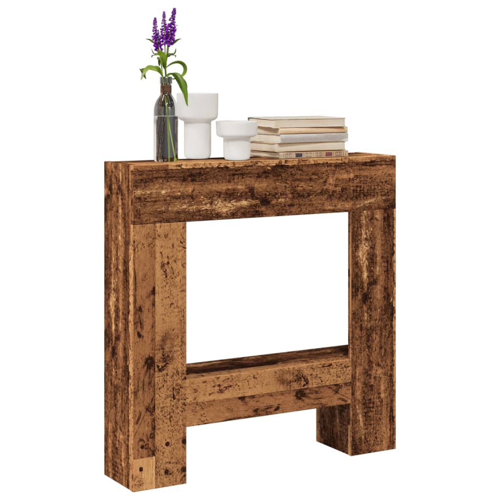 Haardombouw 81x18x82 cm bewerkt hout oud houtkleurig is nu te koop bij PeponiXL, paradijselijk wonen!