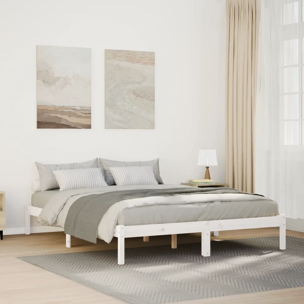 Bedframe extra lang zonder matras grenenhout wit 140x220 cm is nu te koop bij PeponiXL, paradijselijk wonen!