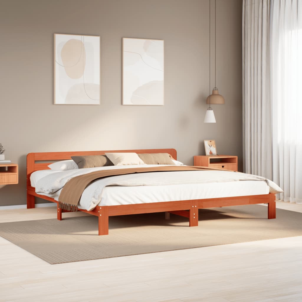 Bedframe zonder matras massief grenenhout wasbruin 180x200 cm is nu te koop bij PeponiXL, paradijselijk wonen!