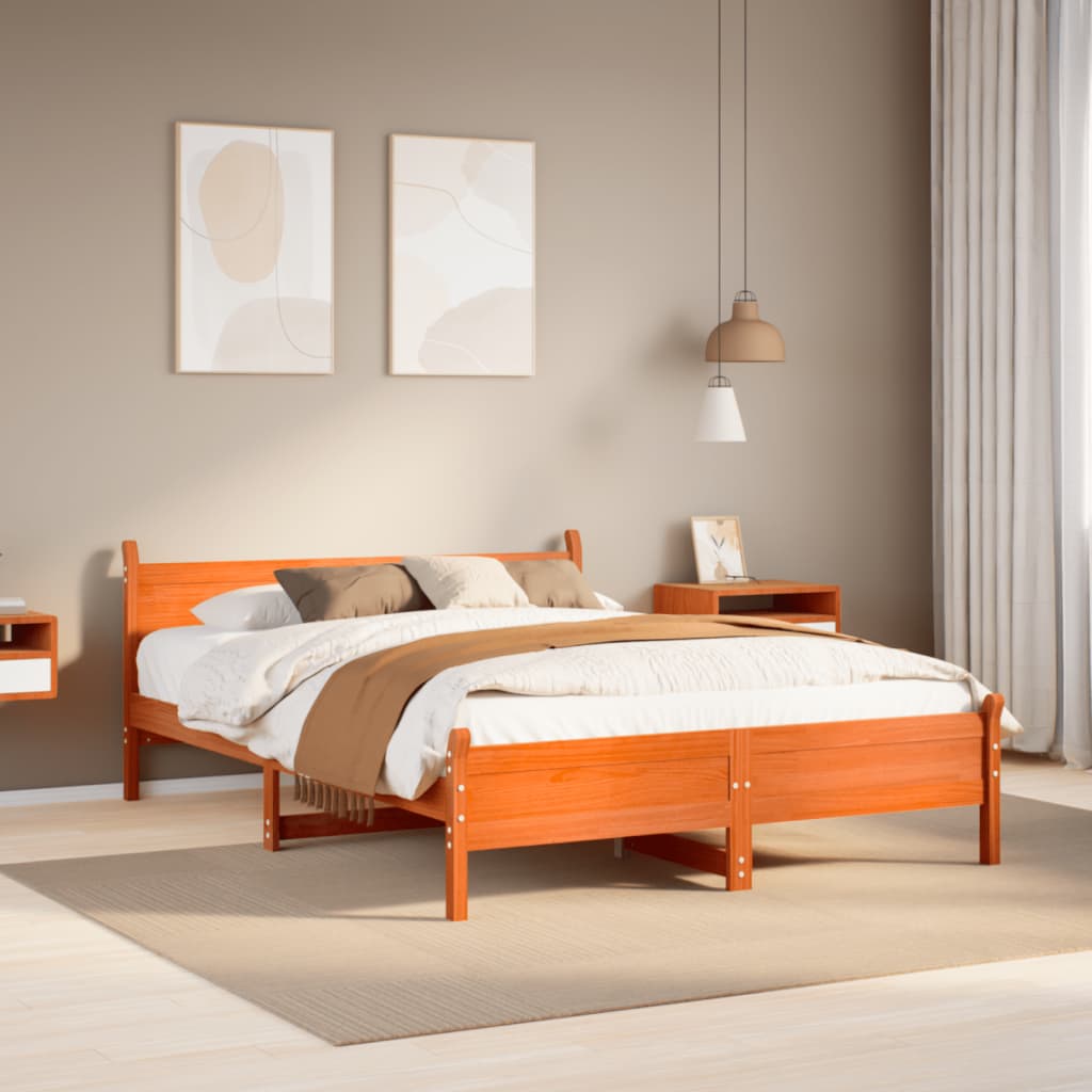 Bedframe zonder matras massief grenenhout wasbruin 140x200 cm is nu te koop bij PeponiXL, paradijselijk wonen!