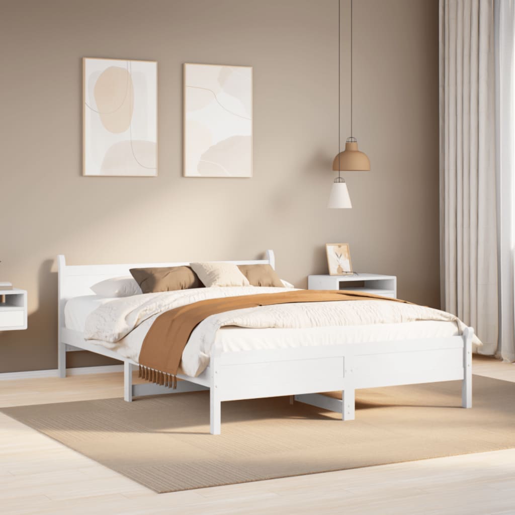 Bedframe zonder matras massief grenenhout wit 120x200 cm is nu te koop bij PeponiXL, paradijselijk wonen!