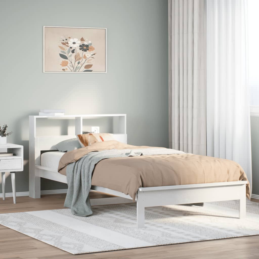 Bed met boekenkast zonder matras grenenhout wit 90x200 cm is nu te koop bij PeponiXL, paradijselijk wonen!