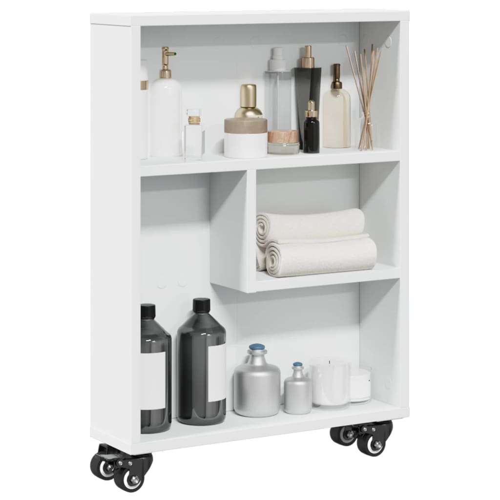 Opbergtrolley smal 48x13x68 cm bewerkt hout wit is nu te koop bij PeponiXL, paradijselijk wonen!