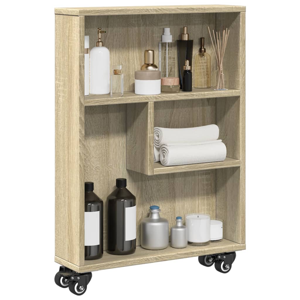 Smalle Opbergtrolley Sonoma Eiken 48x13x68 cm Bewerkt Hout is nu te koop bij PeponiXL, paradijselijk wonen!