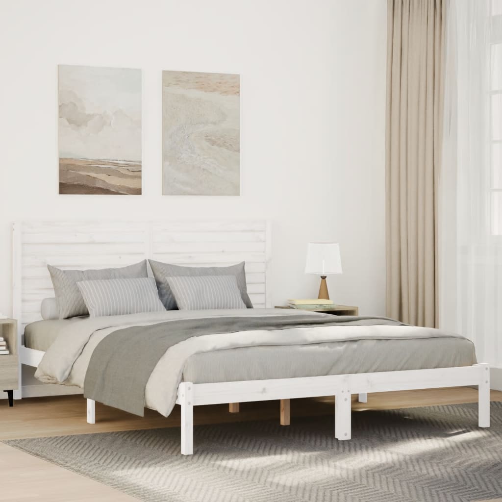 Bedframe extra lang zonder matras massief hout wit 140x210 cm is nu te koop bij PeponiXL, paradijselijk wonen!