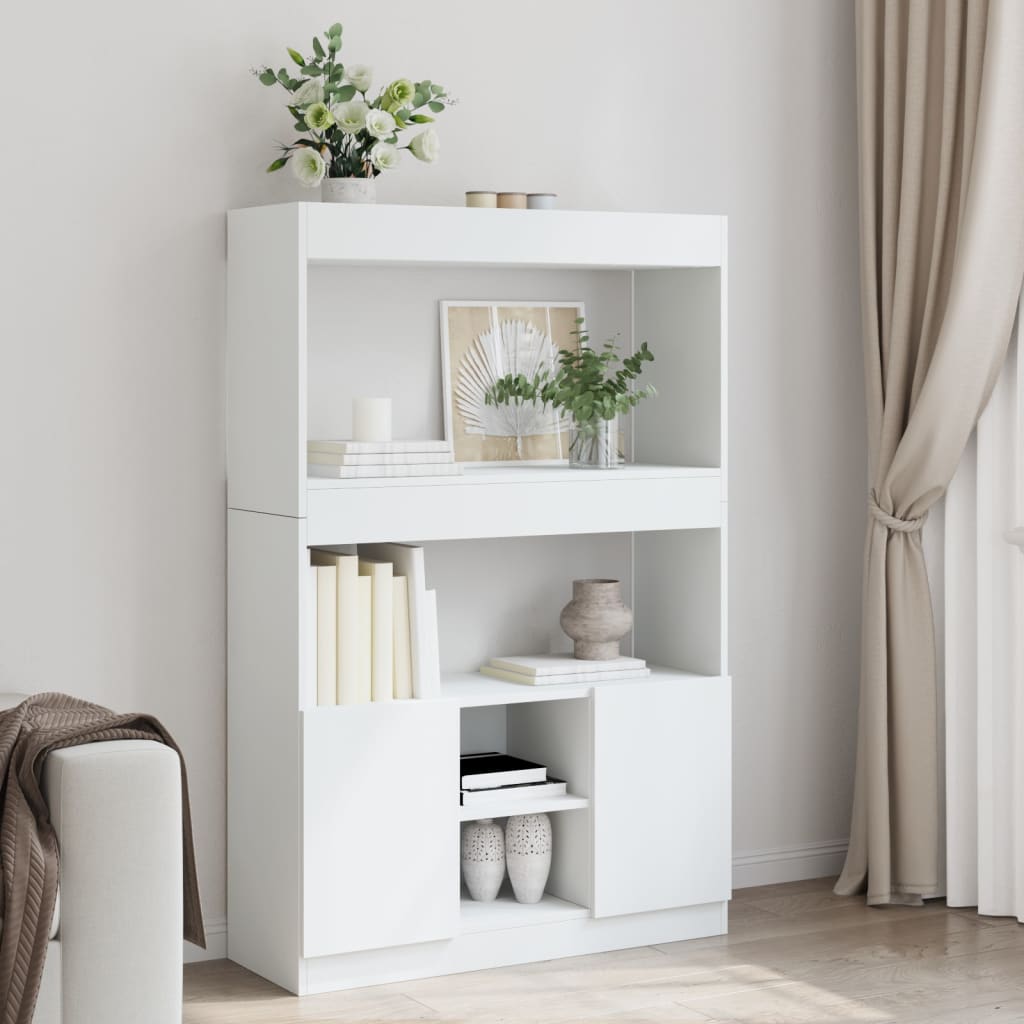 Hoge kast 92x33x140 cm bewerkt hout wit is nu te koop bij PeponiXL, paradijselijk wonen!