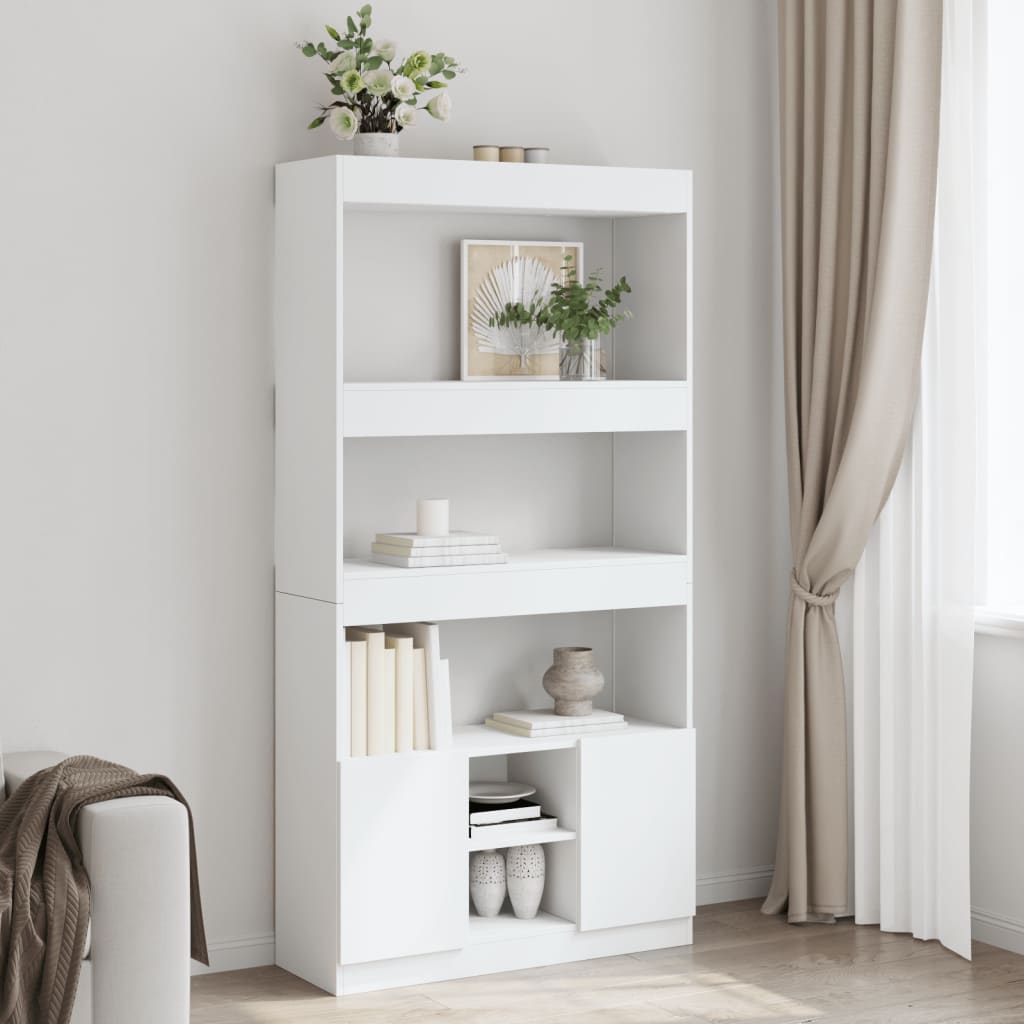 Hoge kast 92x33x180 cm bewerkt hout wit is nu te koop bij PeponiXL, paradijselijk wonen!