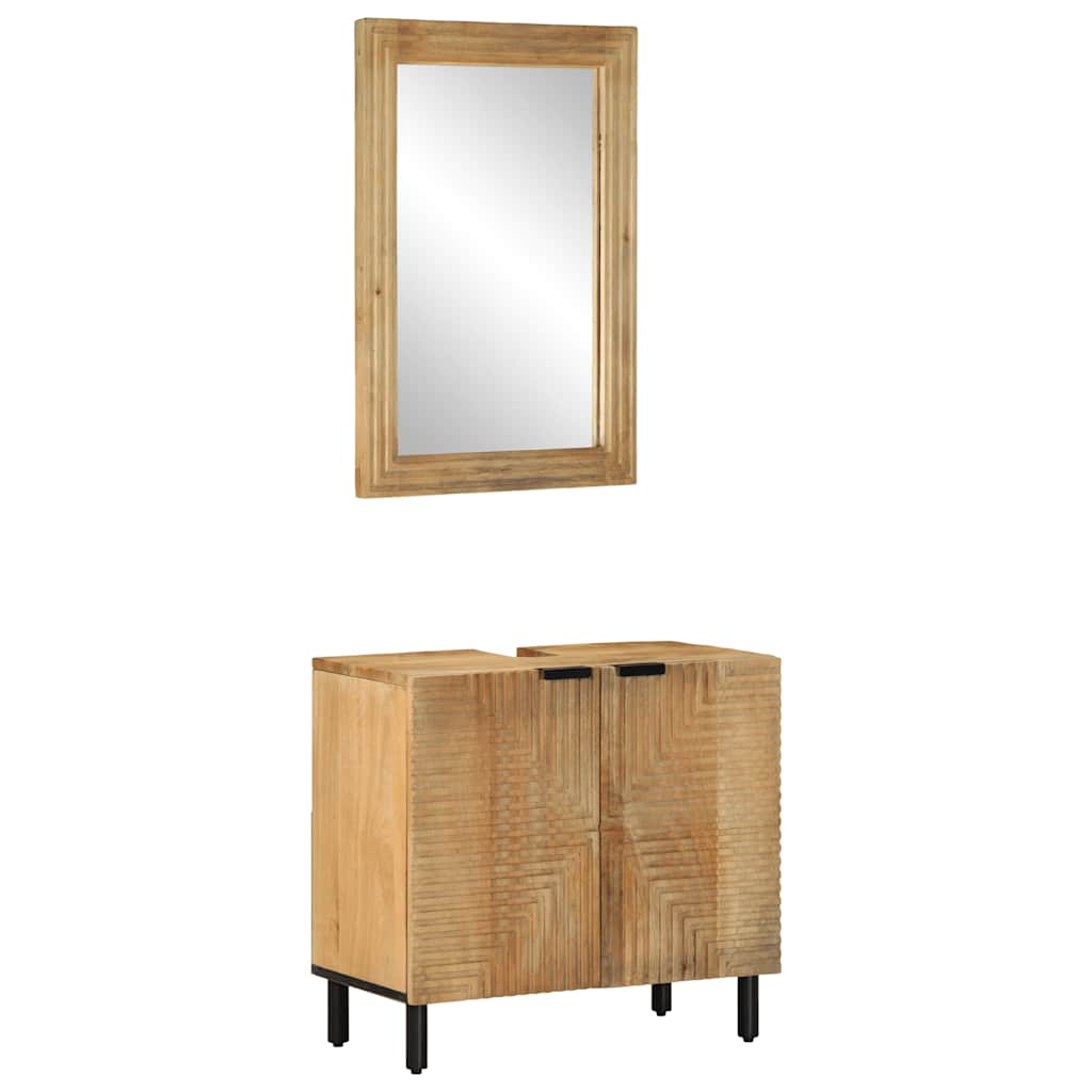 2-delige Badkamermeubelset massief mango bruin is nu te koop bij PeponiXL, paradijselijk wonen!