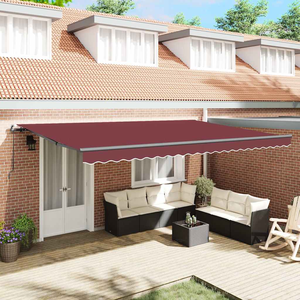 Luifel handmatig uittrekbaar 500x300 cm bordeauxrood is nu te koop bij PeponiXL, paradijselijk wonen!