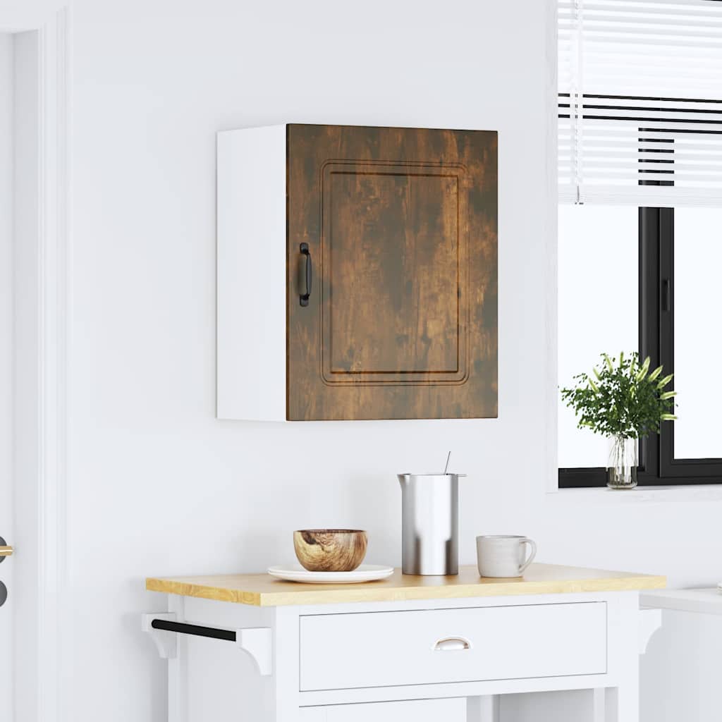 Keukenwandkast Kalmar bewerkt hout gerookt eikenkleurig is nu te koop bij PeponiXL, paradijselijk wonen!