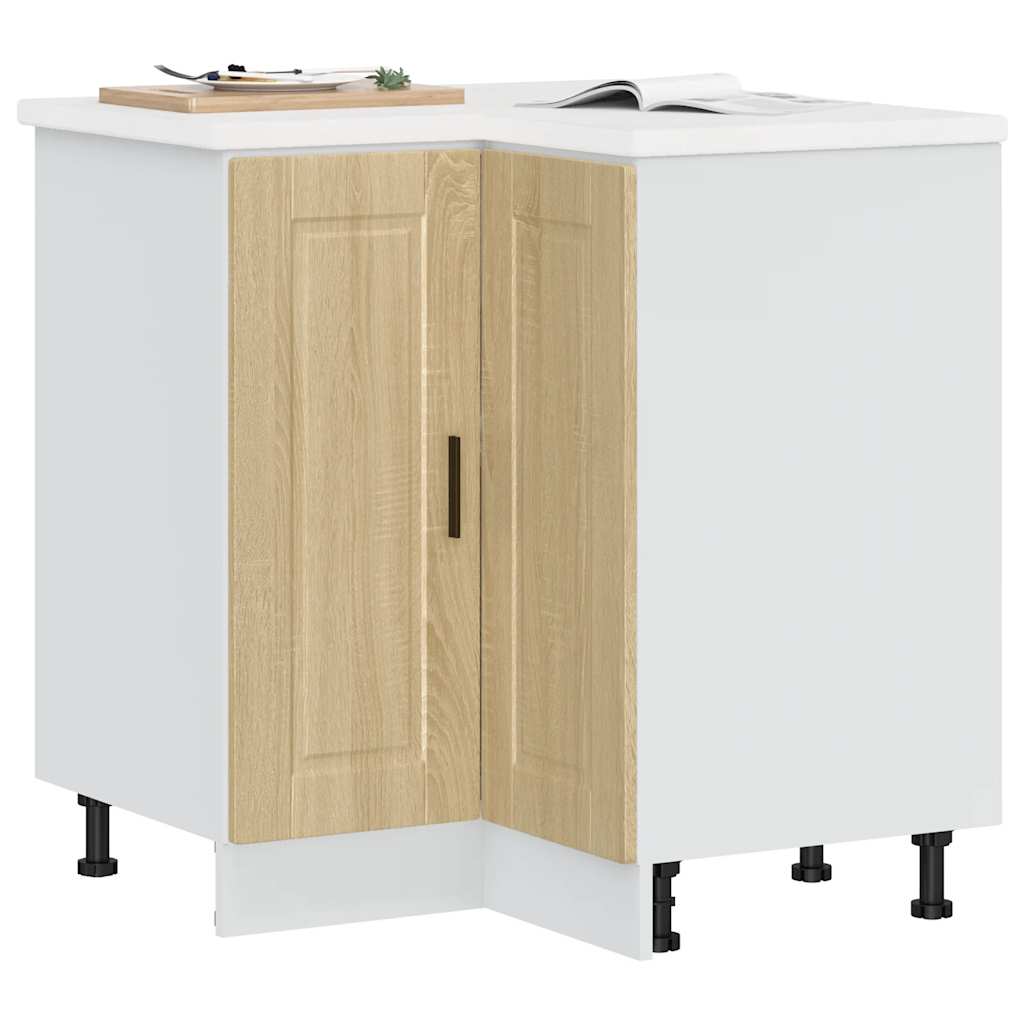 Keuken hoekonderkast "Porto" bewerkt hout sonoma eikenkleurig is nu te koop bij PeponiXL, paradijselijk wonen!