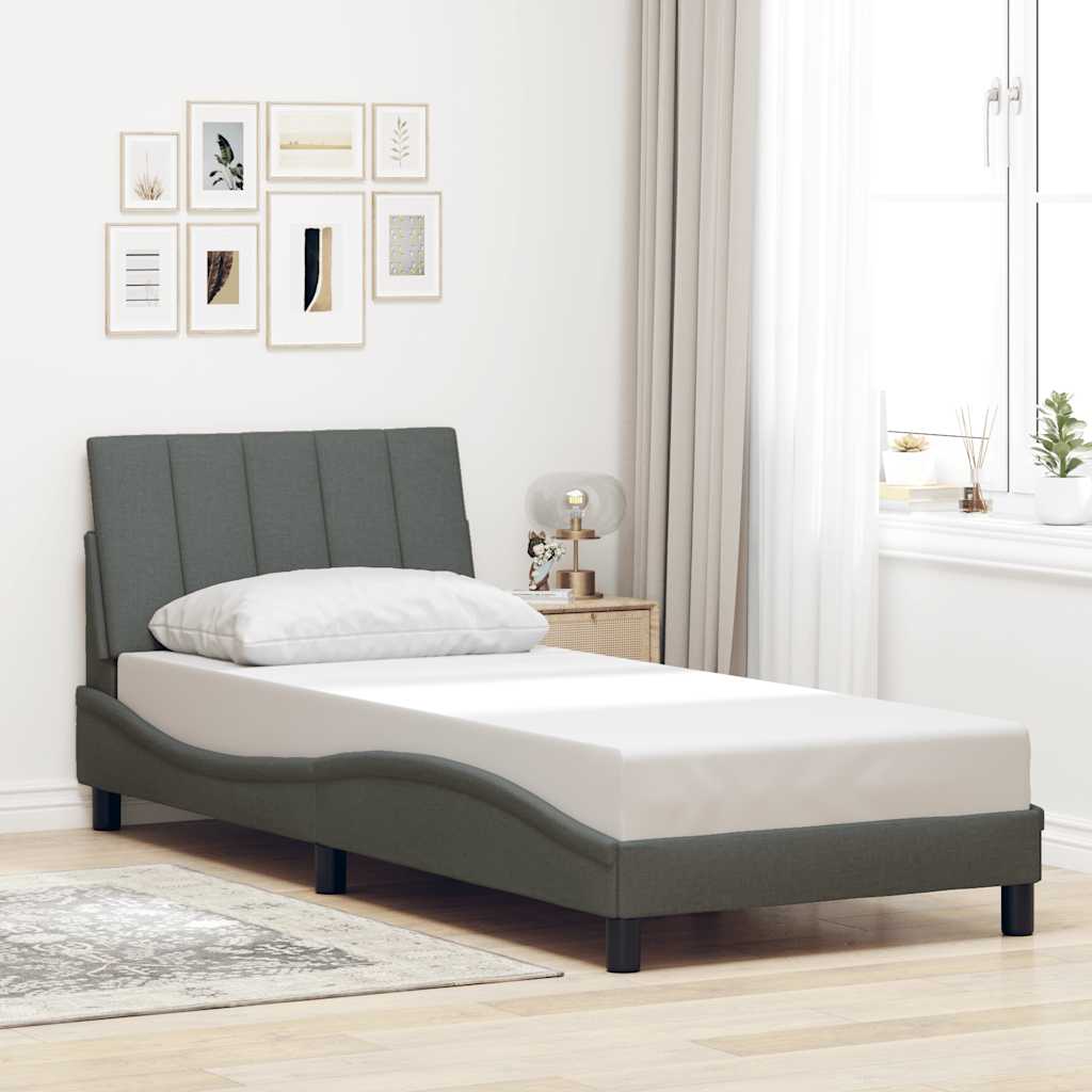 Bedframe zonder matras "Hanko" 90x190 cm stof donkergrijs is nu te koop bij PeponiXL, paradijselijk wonen!