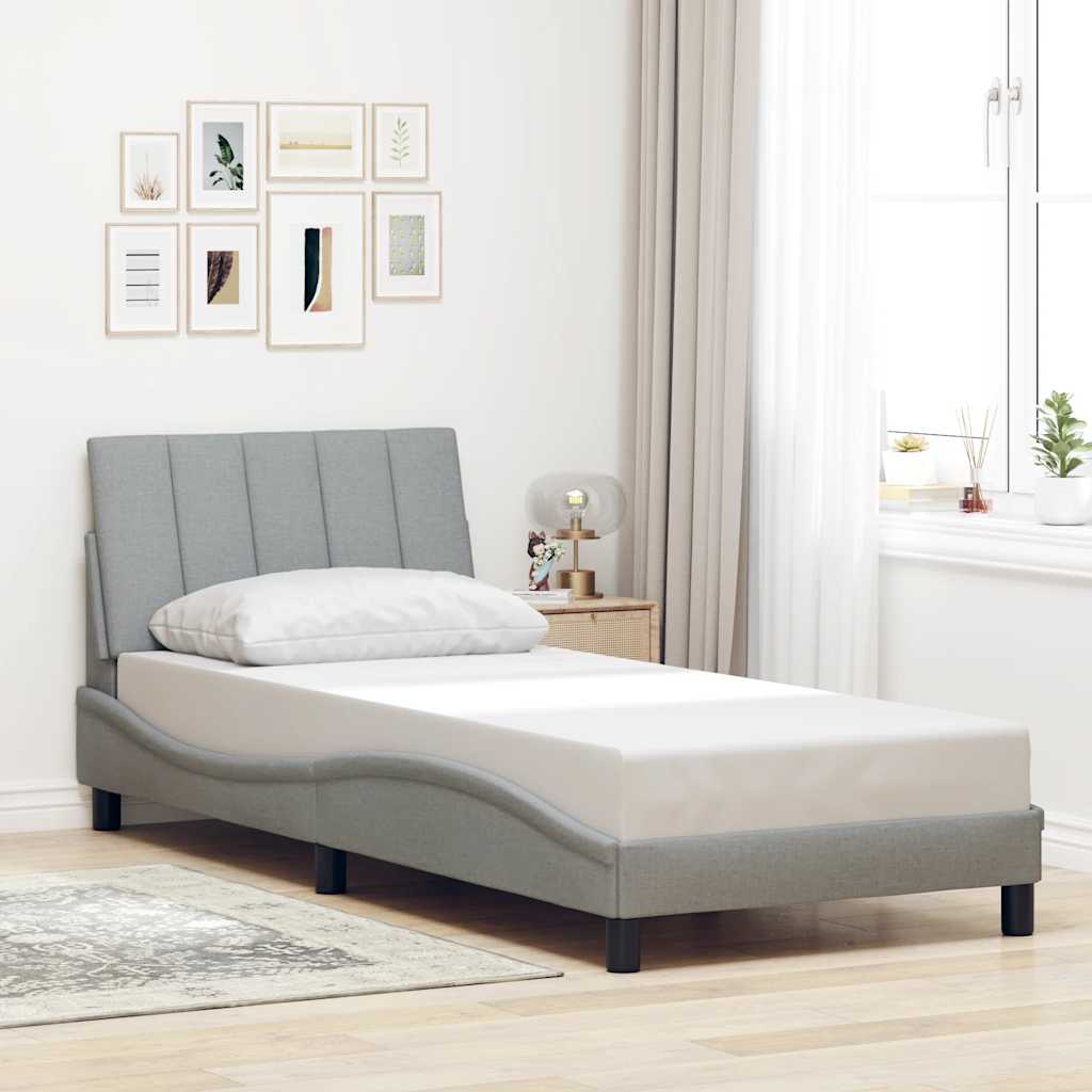 Bedframe zonder matras "Hanko" 90x200 cm stof lichtgrijs is nu te koop bij PeponiXL, paradijselijk wonen!
