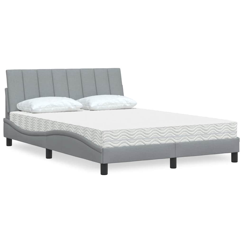 Bed met matras "Hanko" stof lichtgrijs 120x200 cm is nu te koop bij PeponiXL, paradijselijk wonen!