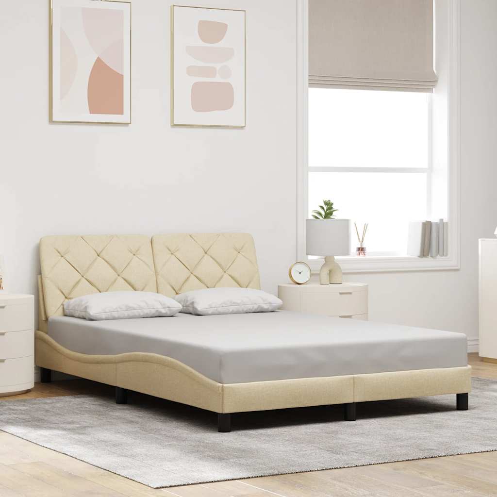 Bedframe zonder matras stof crèmekleurig 140x190 cm is nu te koop bij PeponiXL, paradijselijk wonen!