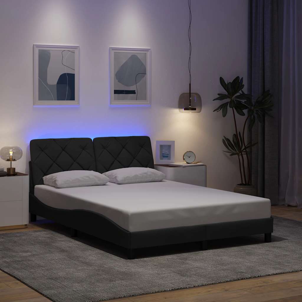 Bedframe met LED zonder matras 120x200 cm stof donkergrijs is nu te koop bij PeponiXL, paradijselijk wonen!