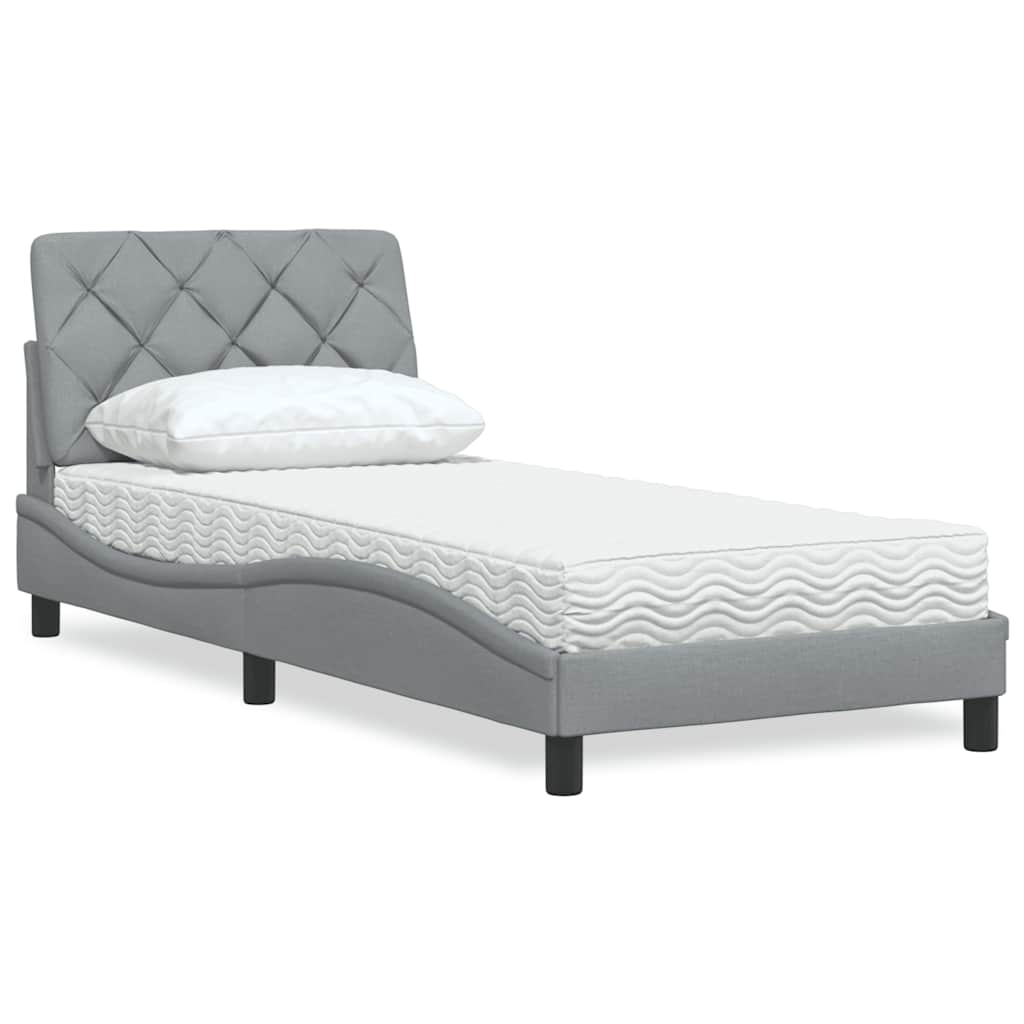 Bed met matras stof lichtgrijs 90x190 cm is nu te koop bij PeponiXL, paradijselijk wonen!