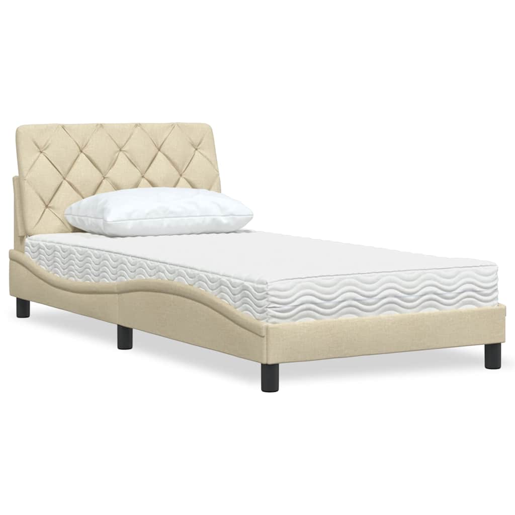 Bed met matras stof crèmekleurig 100x200 cm is nu te koop bij PeponiXL, paradijselijk wonen!