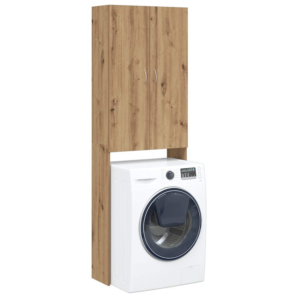 Wasmachinekast 64x25,5x190 cm artisanaal eikenkleur is nu te koop bij PeponiXL, paradijselijk wonen!