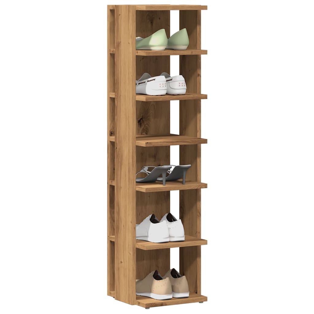 Schoenenkast 28x27x102 cm bewerkt hout artisanaal eikenkleurig is nu te koop bij PeponiXL, paradijselijk wonen!