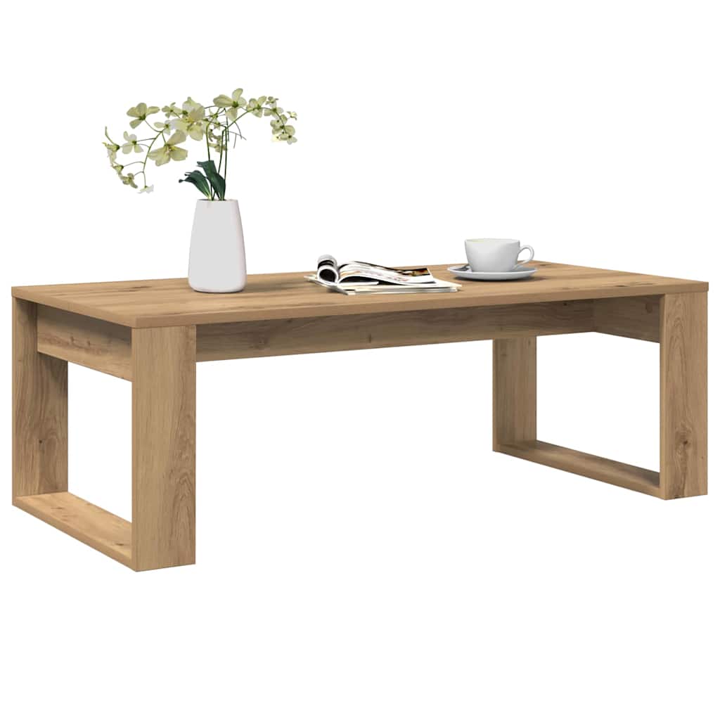 Salontafel 102x50x35 cm bewerkt hout artisanaal eikenkleurig is nu te koop bij PeponiXL, paradijselijk wonen!