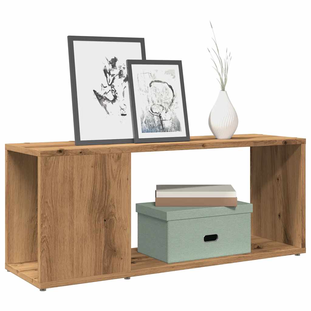Tv-meubel 80x24x32cm bewerkt hout artisanaal eikenkleur is nu te koop bij PeponiXL, paradijselijk wonen!