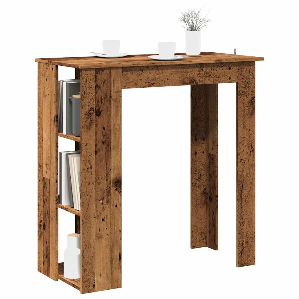 Bartafel met schap 102x50x103,5 cm bewerkt hout oud houtkleurig is nu te koop bij PeponiXL, paradijselijk wonen!