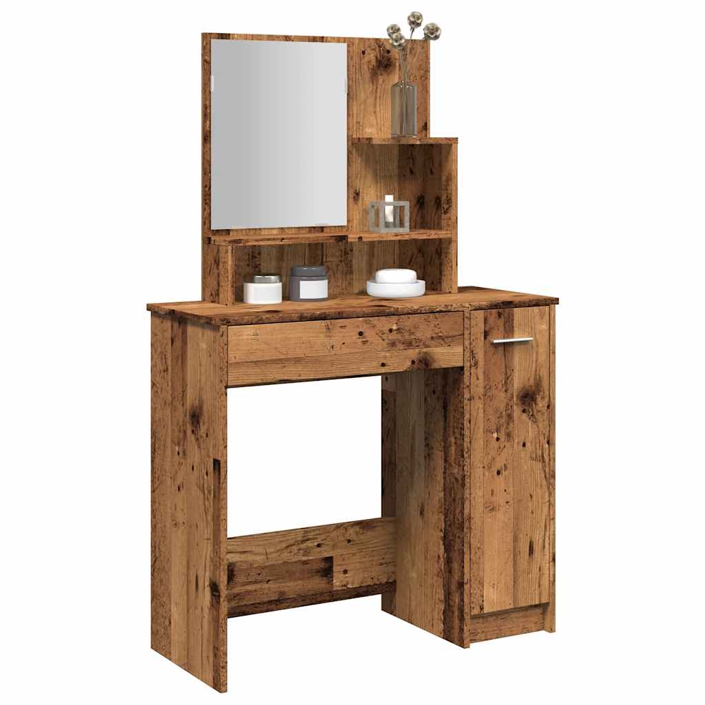Kaptafel met spiegel 86,5x35x136 cm oud houtkleurig is nu te koop bij PeponiXL, paradijselijk wonen!