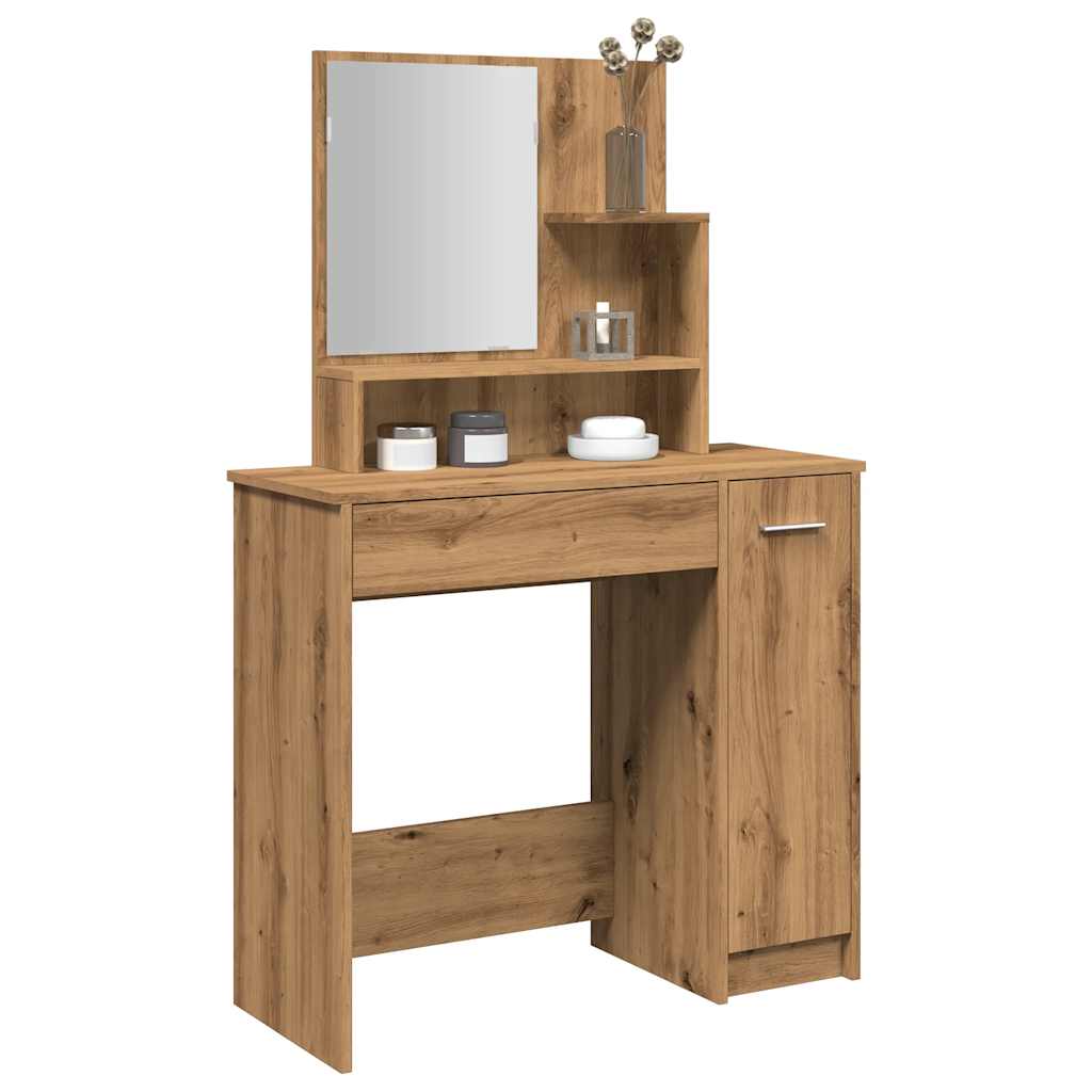 Kaptafel met spiegel 86,5x35x136 cm artisanaal eikenkleur is nu te koop bij PeponiXL, paradijselijk wonen!