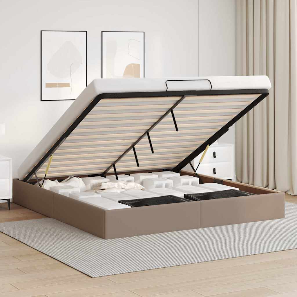 Bedframe zonder matras 180x200 cm kunstleer cappuccinokleurig is nu te koop bij PeponiXL, paradijselijk wonen!
