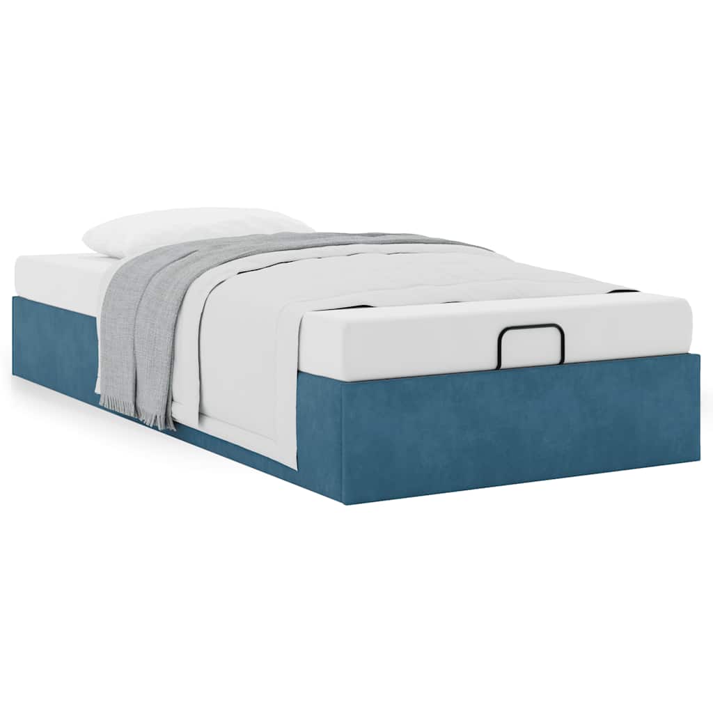 Bedframe zonder matras 90x200 cm fluweel donkerblauw is nu te koop bij PeponiXL, paradijselijk wonen!
