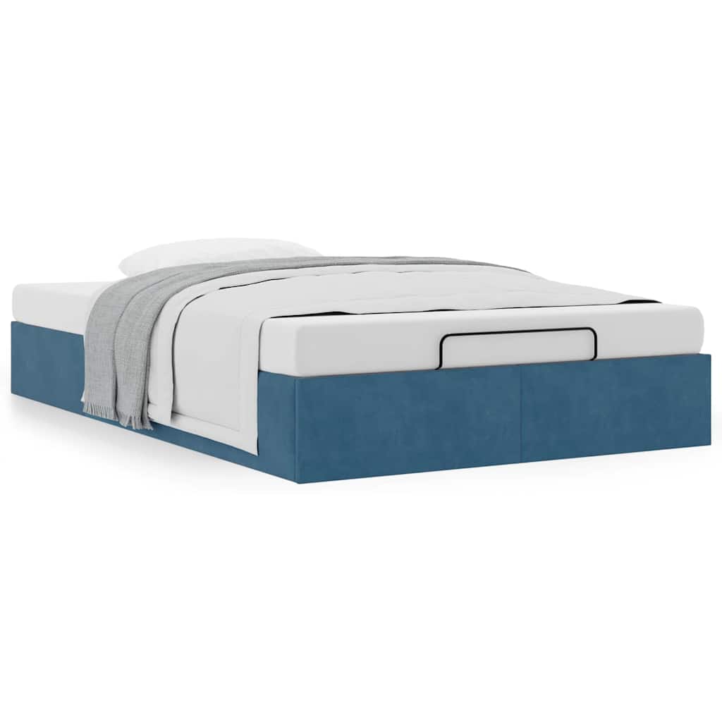 Ottoman bedframe zonder matras 120x200 cm fluweel donkerblauw is nu te koop bij PeponiXL, paradijselijk wonen!