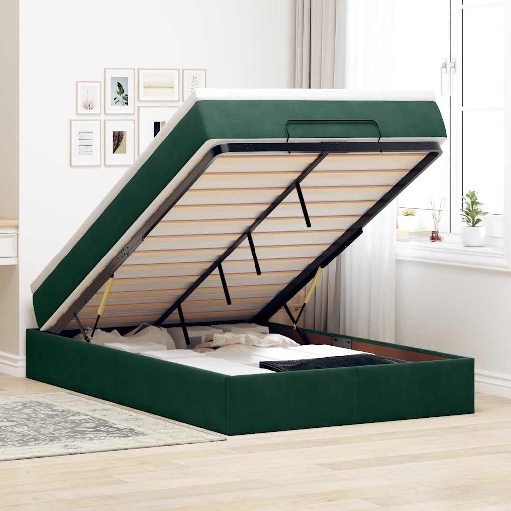 Bed poef met matras 120x190 cm fluweel donkergroen is nu te koop bij PeponiXL, paradijselijk wonen!