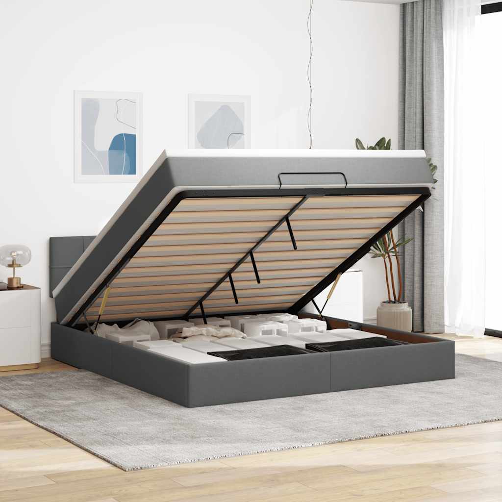 Ottoman bed met matras 160x200cm stof donkergrijs is nu te koop bij PeponiXL, paradijselijk wonen!