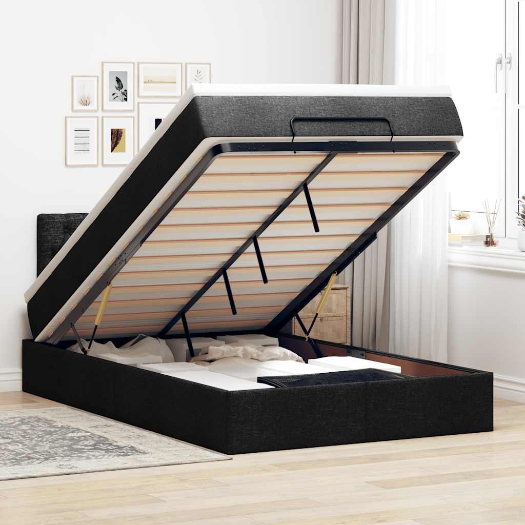 Bed met matras 120x200 cm stof zwart is nu te koop bij PeponiXL, paradijselijk wonen!