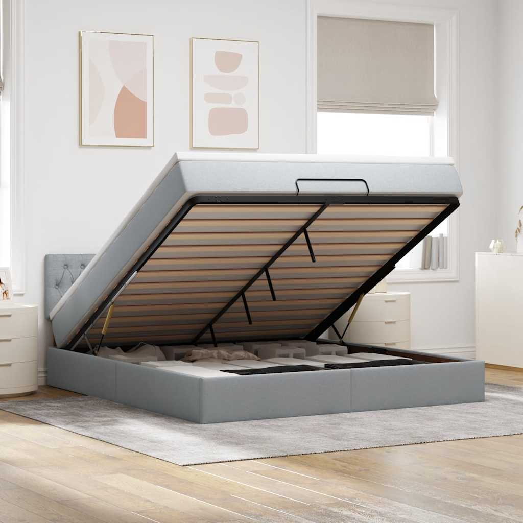 Bed met matras 160x200 cm stof lichtgrijs is nu te koop bij PeponiXL, paradijselijk wonen!