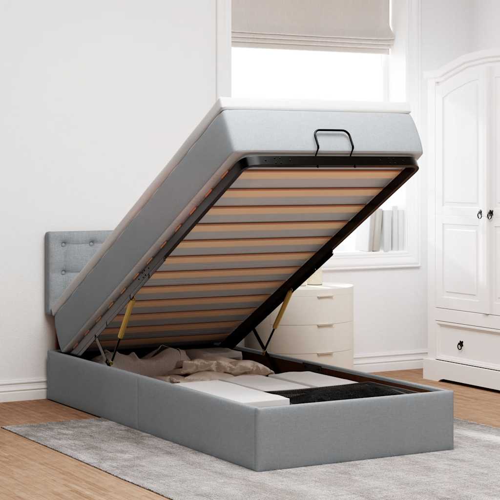 Bed met matras 90x200 cm stof lichtgrijs is nu te koop bij PeponiXL, paradijselijk wonen!