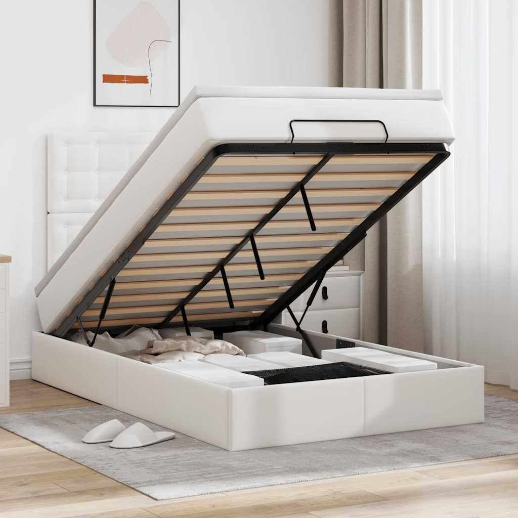 Ottoman bed met matras 120x200cm kunstleer wit is nu te koop bij PeponiXL, paradijselijk wonen!
